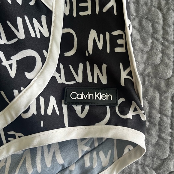 Calvin Klein Monogram Black and White Athletic Shorts - Plus Size - Picture 2 of 5